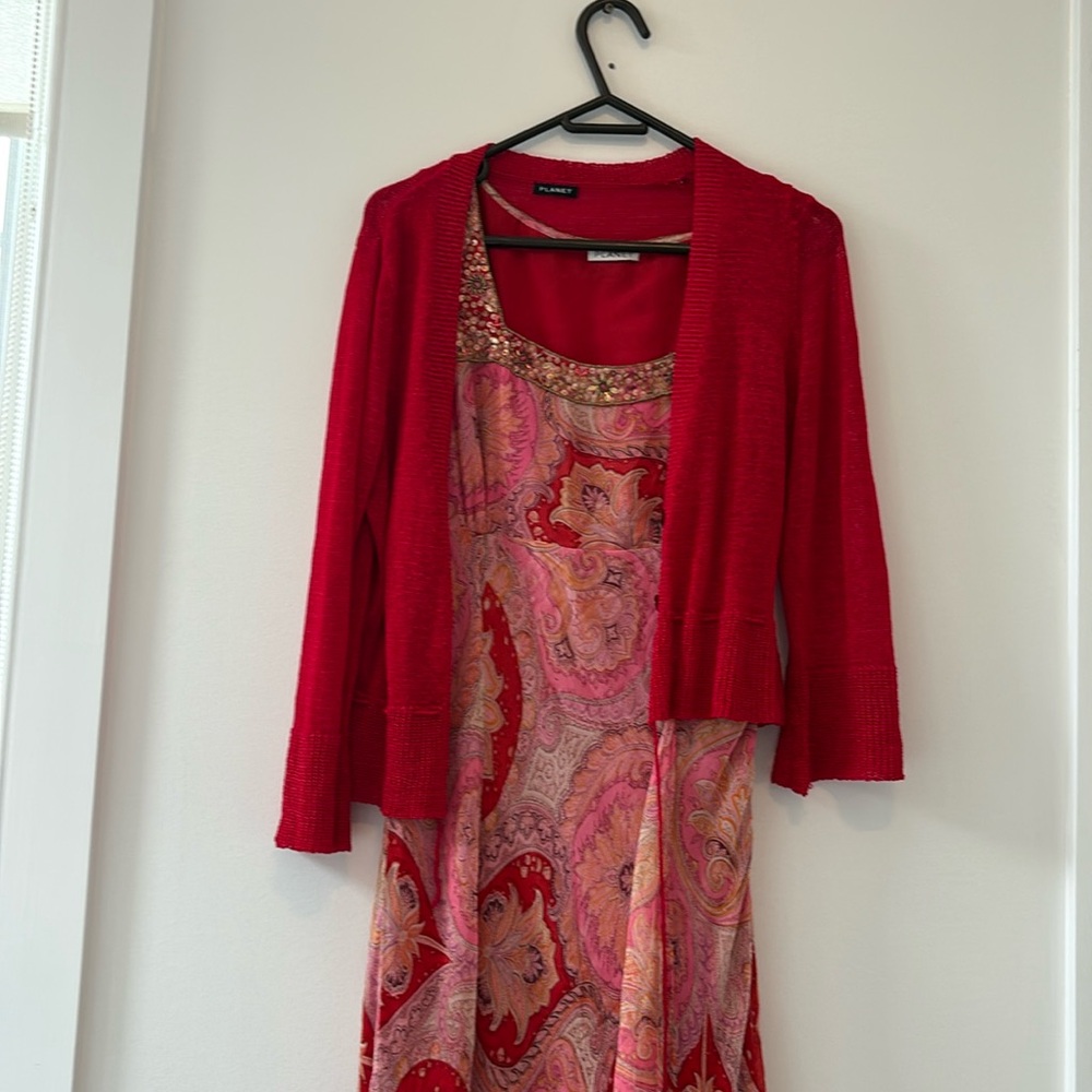 Planet maxi dress and sweater